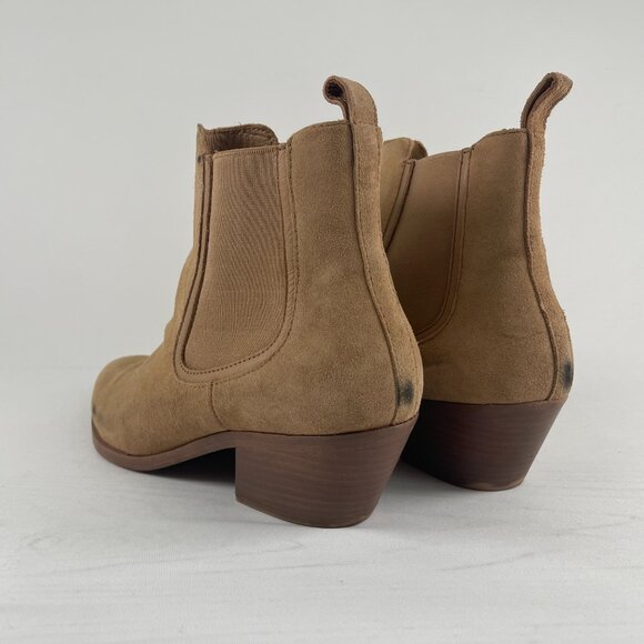 Thursday Chelsea Boots Womens 6.5 Suede Beige Handmade Leather Ankle Booties - Picture 2 of 11
